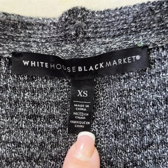 White House Black Market Cardigan long open cardigan sweater w/tie Black/Silver - Picture 4 of 5